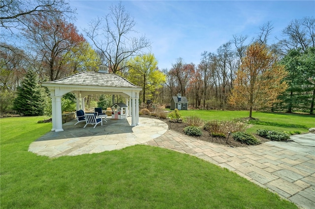 view of yard with a gazebo and a patio area