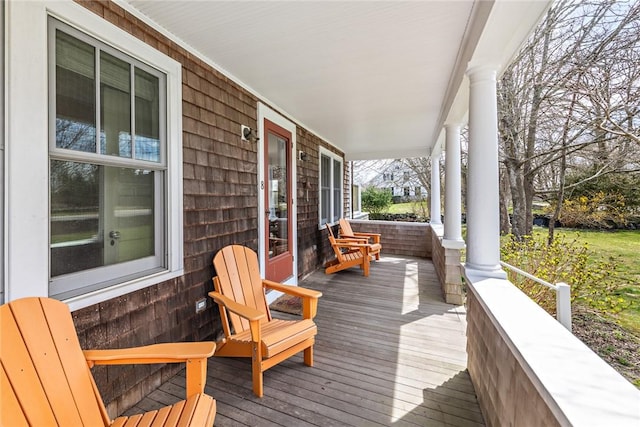 deck featuring covered porch