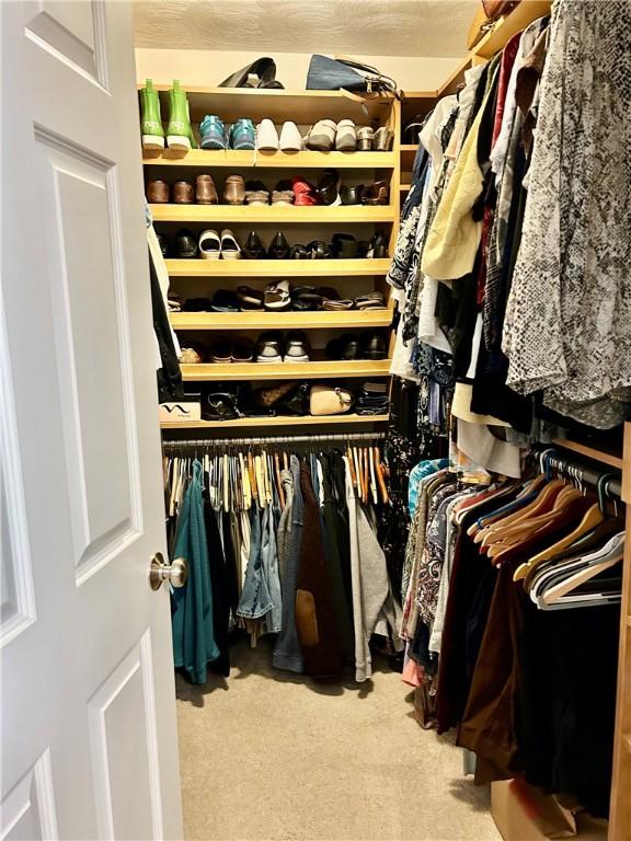 walk in closet featuring carpet