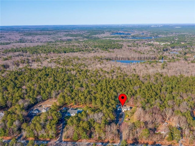 aerial view with a wooded view