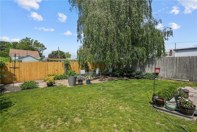 view of yard featuring a fenced backyard