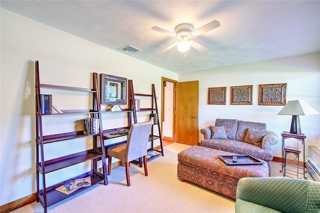 21 Fesser Ave, Bristol, RI 02809 - carpeted office with baseboards, a ceiling fan, and visible vents