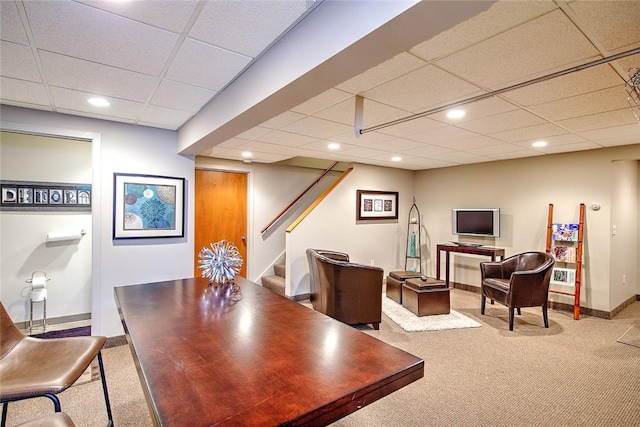 21 Fesser Ave, Bristol, RI 02809 - interior space with stairway, baseboards, a paneled ceiling, and recessed lighting