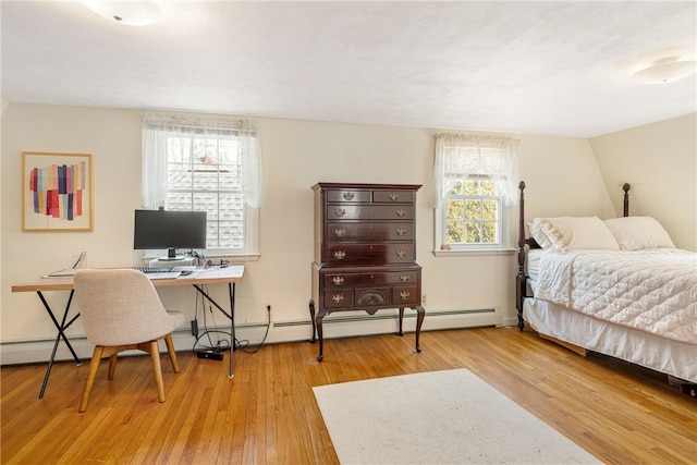 bedroom featuring wood finished floors and multiple windows