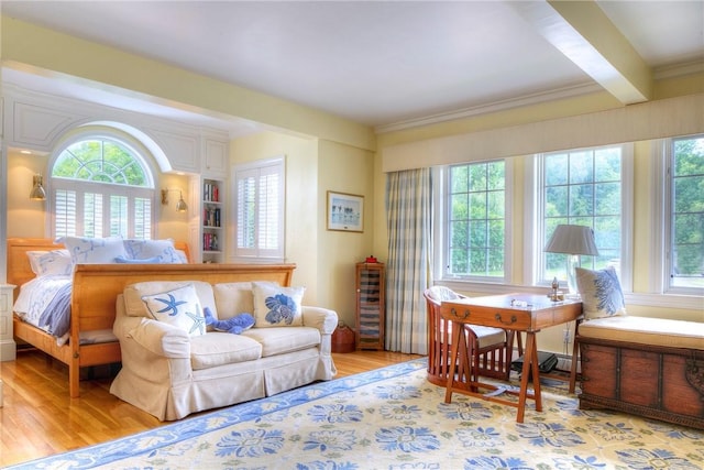 2 Harbor View Dr, Newport, RI 02840 - interior space with light wood-type flooring, beamed ceiling, and crown molding