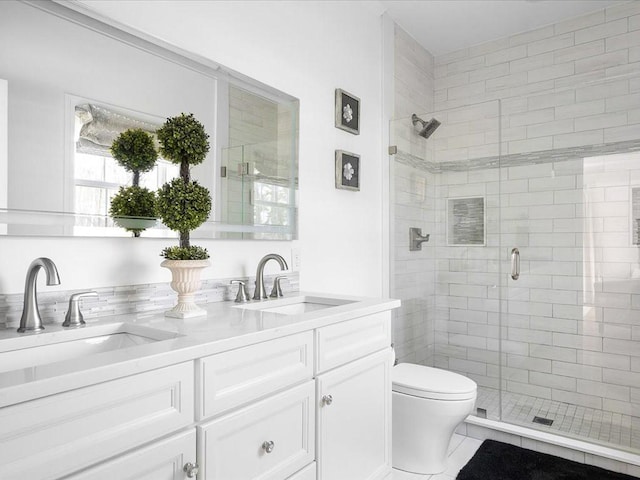 120 S Rd, East Greenwich, RI 02818 - bathroom featuring a shower stall, toilet, a sink, and double vanity