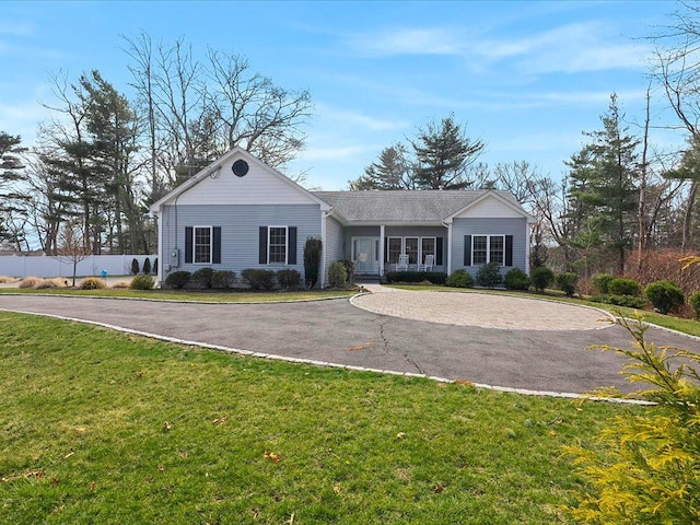 120 S Rd, East Greenwich, RI 02818 - ranch-style home featuring a front yard and curved driveway