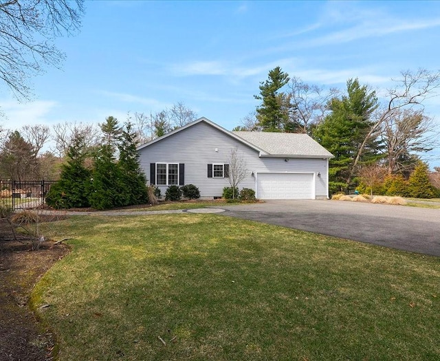 120 S Rd, East Greenwich, RI 02818 - ranch-style home with an attached garage, a front yard, aphalt driveway, and fence