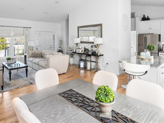 120 S Rd, East Greenwich, RI 02818 - dining space with recessed lighting, visible vents, and light wood-type flooring