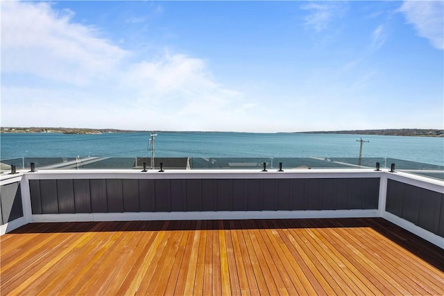 deck with a water view