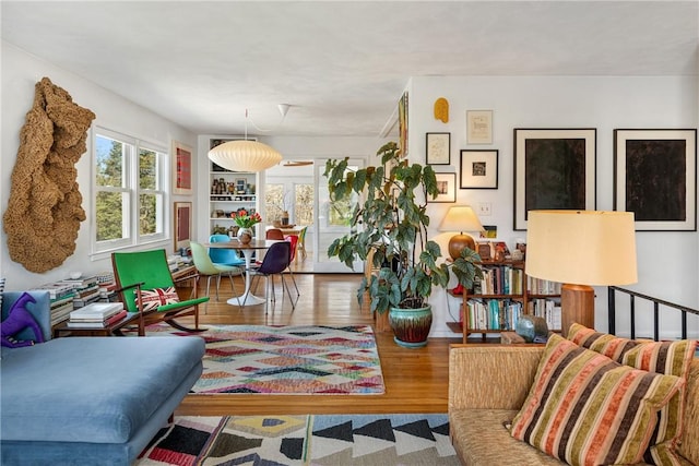 living area with wood finished floors