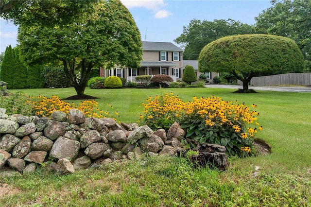 view of yard with fence