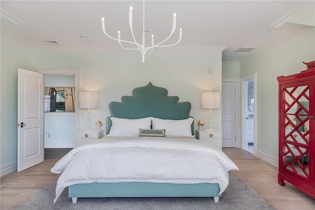 78 Rhode Island Ave Unit 8, Newport, RI 02840 - bedroom with an inviting chandelier, wood finished floors, and ornamental molding