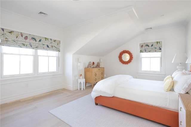 78 Rhode Island Ave Unit 8, Newport, RI 02840 - bedroom featuring baseboards, visible vents, wood finished floors, and lofted ceiling