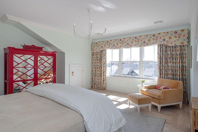 78 Rhode Island Ave Unit 8, Newport, RI 02840 - bedroom featuring baseboards, visible vents, and crown molding