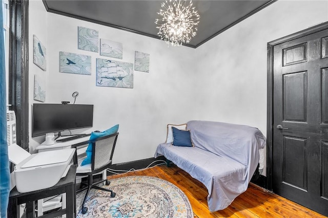 134 Courtland St, Providence, RI 02909 - office with a chandelier and wood finished floors