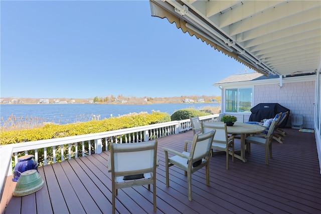 183 Twin Peninsula Ave, South Kingstown, RI 02879 - deck featuring outdoor dining space and a water view