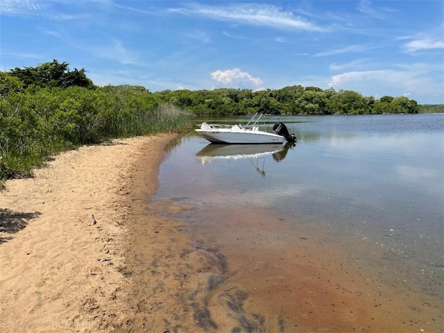 183 Twin Peninsula Ave, South Kingstown, RI 02879 - water view with a heavily wooded area and a dock