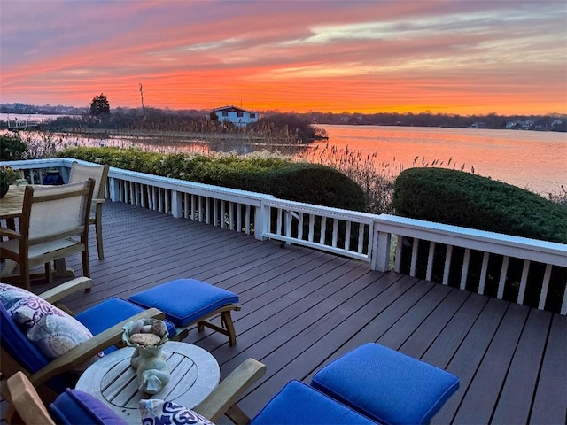 183 Twin Peninsula Ave, South Kingstown, RI 02879 - deck at dusk with a water view