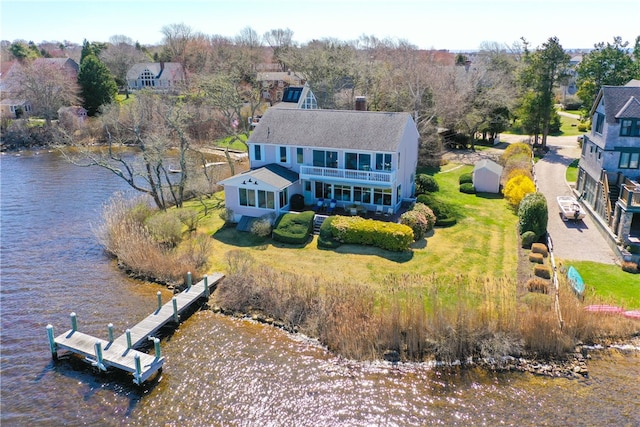 183 Twin Peninsula Ave, South Kingstown, RI 02879 - aerial perspective of suburban area featuring a nearby body of water