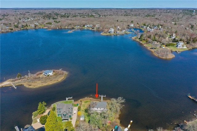 183 Twin Peninsula Ave, South Kingstown, RI 02879 - aerial overview of property's location featuring a large body of water