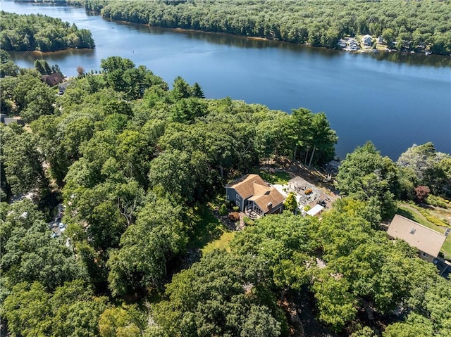 465 Camp Dixie Rd, Burrillville, RI 02859 - aerial view featuring a water view and a forest view