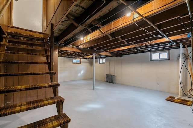 basement featuring stairway