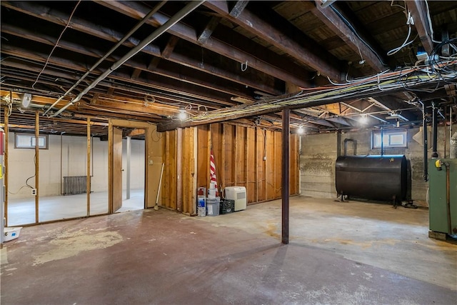 basement featuring heating fuel
