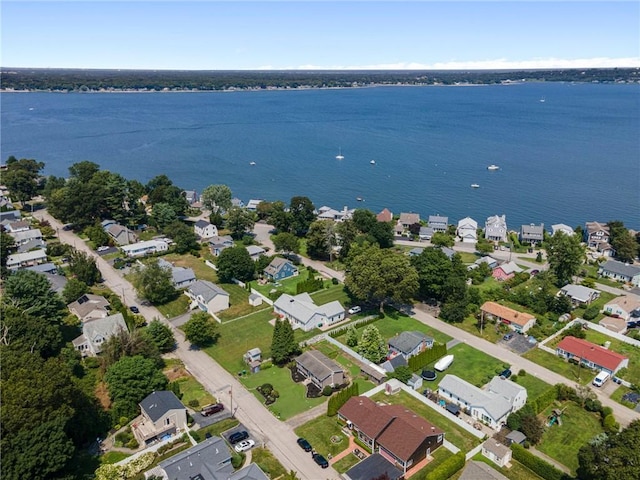 aerial view featuring a residential view and a water view