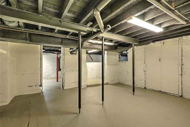 view of unfinished basement