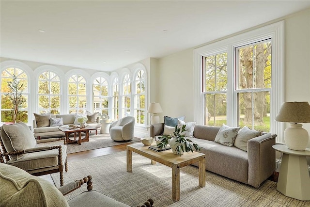 sunroom / solarium featuring french doors