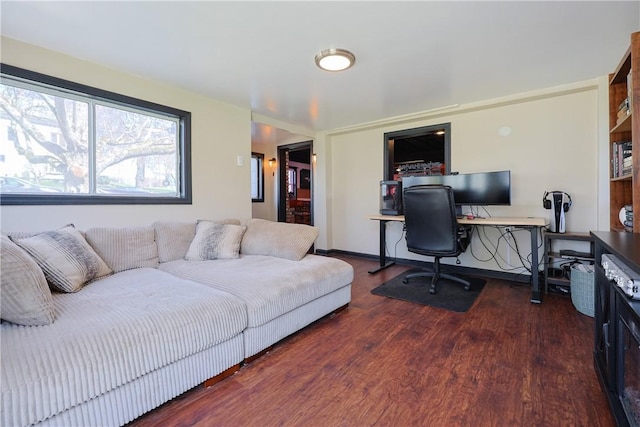 office space with wood finished floors