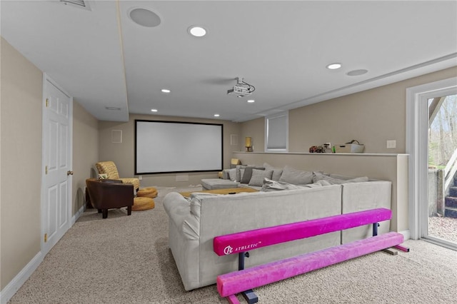 10 David Ct, East Greenwich, RI 02818 - carpeted cinema room with baseboards and recessed lighting