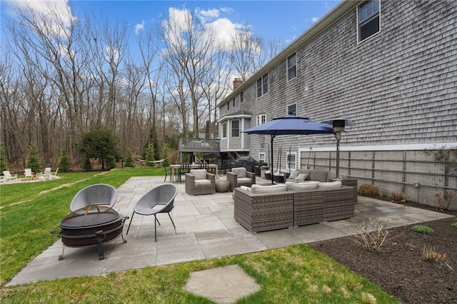 10 David Ct, East Greenwich, RI 02818 - view of patio featuring an outdoor living space with a fire pit