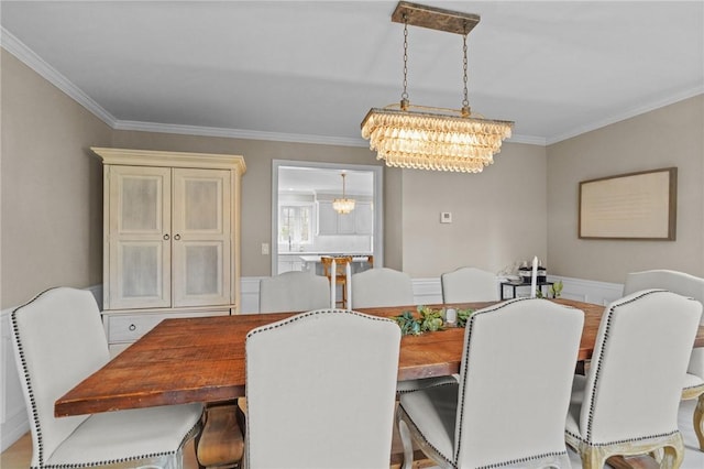 10 David Ct, East Greenwich, RI 02818 - dining space featuring ornamental molding and an inviting chandelier