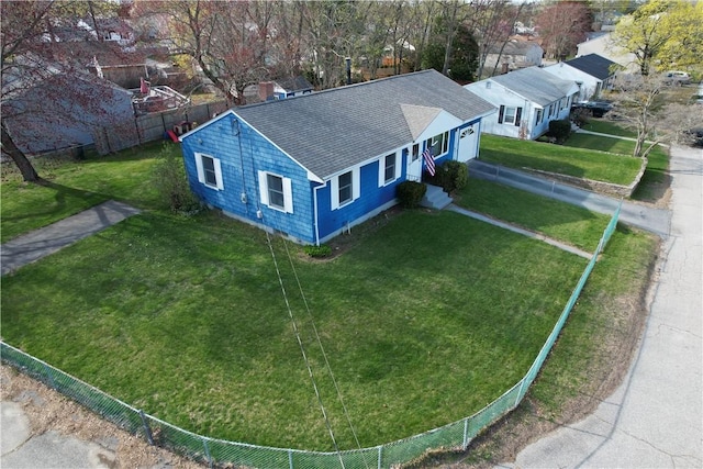 drone / aerial view with a residential view
