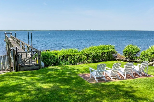 29 Reliance Dr, Bristol, RI 02809 - view of yard featuring a dock and a water view