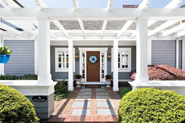 29 Reliance Dr, Bristol, RI 02809 - entrance to property featuring a pergola and covered porch