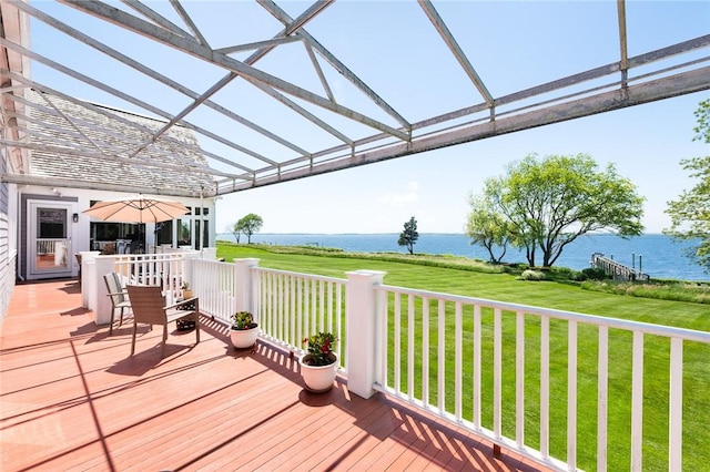 29 Reliance Dr, Bristol, RI 02809 - wooden deck with a yard and a water view