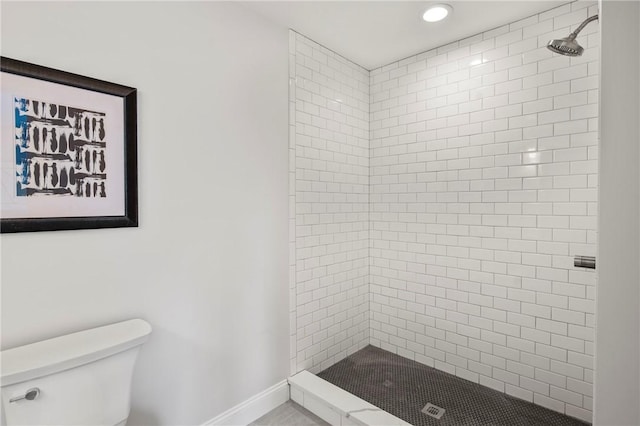 0 Greenwich Blvd Unit 203, East Greenwich, RI 02818 - bathroom with toilet, tiled shower, baseboards, and recessed lighting