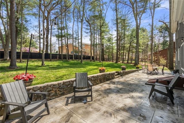 view of patio featuring outdoor dining space and a fenced backyard