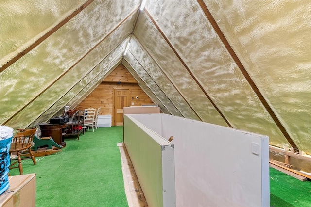 view of unfinished attic