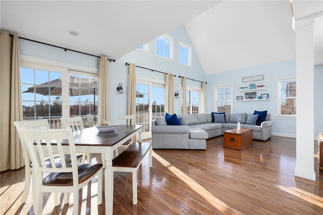 57 Foster St, Warwick, RI 02889 - interior space with wood finished floors, baseboards, and high vaulted ceiling