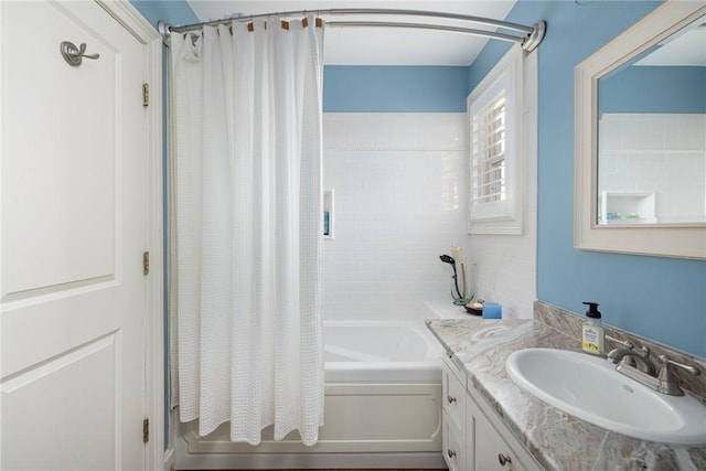57 Foster St, Warwick, RI 02889 - bathroom featuring shower / bath combination with curtain and vanity