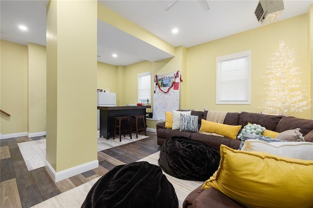 57 Foster St, Warwick, RI 02889 - living room with baseboards, recessed lighting, and wood finished floors