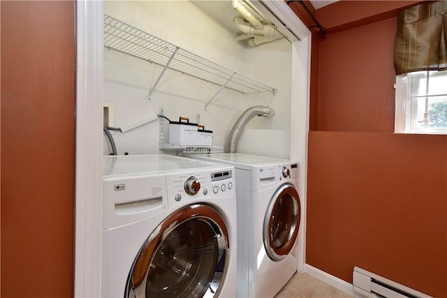 1 Augusta St, Providence, RI 02908 - laundry area featuring independent washer and dryer, laundry area, and a baseboard radiator