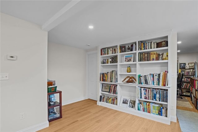 sitting room with recessed lighting and wood finished floors