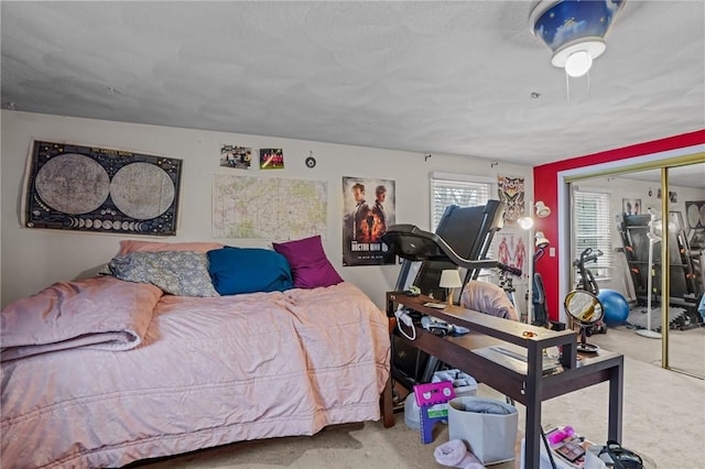 bedroom with a closet and carpet floors