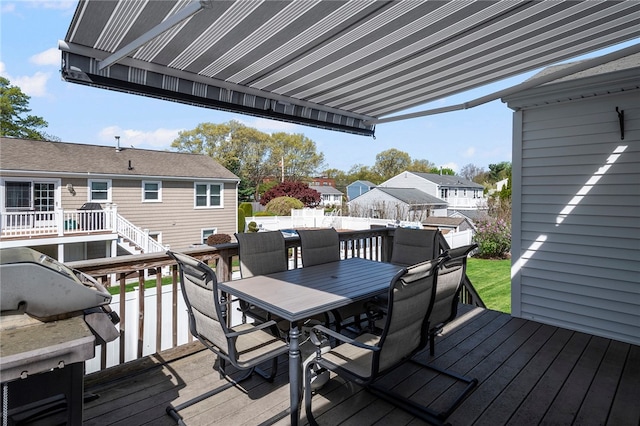136 Wilde Field Dr, Warwick, RI 02889 - wooden deck featuring a residential view, fence, and outdoor dining space