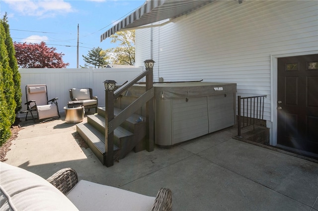 136 Wilde Field Dr, Warwick, RI 02889 - view of patio / terrace with fence and a hot tub